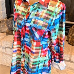 Source Unknown Colorful Plaid Blouse